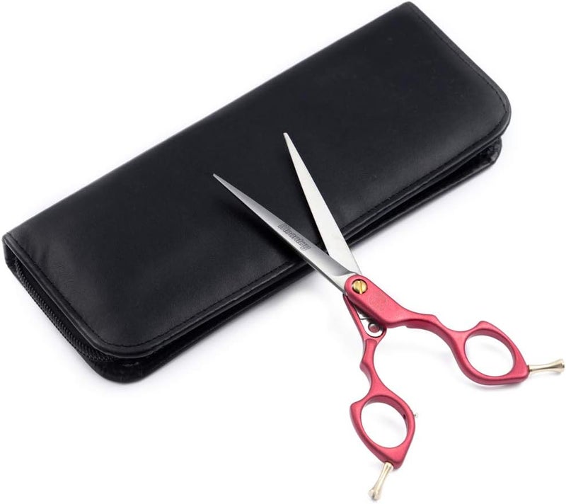 Moontay 6.0" Professional Straight Pet Grooming Scissor, Dog Cat Grooming Shear/Scissor with Ultra-Light Aeronautical Aluminum Handle, 440C Japanese Stainless Steel Pet Grooming Shear, Red - Image 5